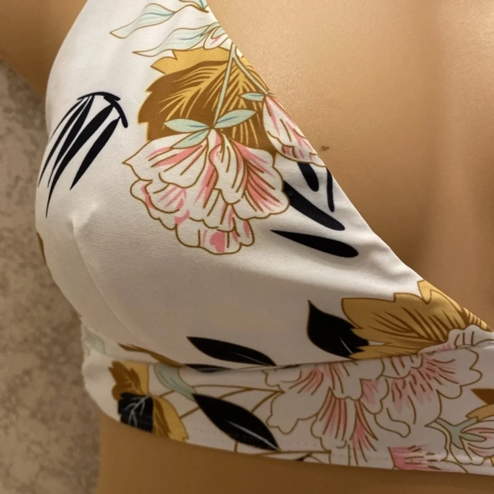 Zaful Floral Bikini Top Pink Bottom